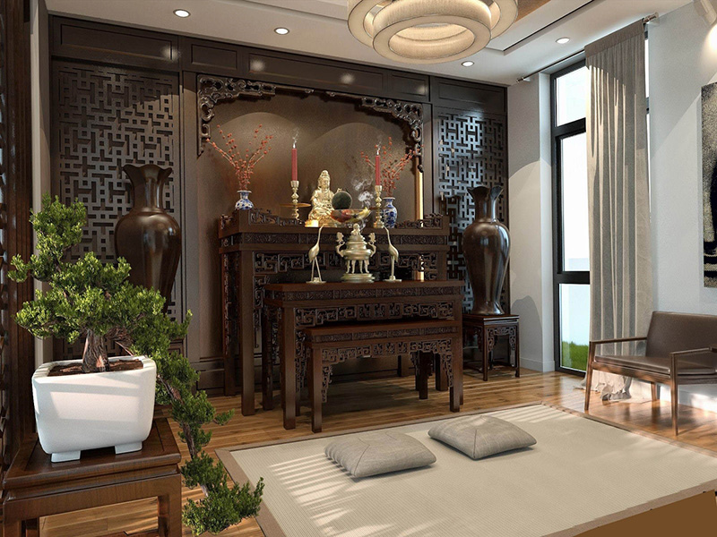 Đặt bàn thờ tầng 1 cần tránh những điều phạm húy như cạnh bếp hoặc nhà vệ sinh
