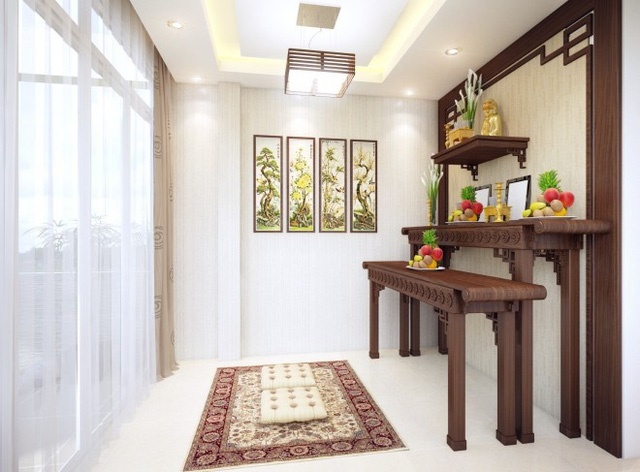Thực tế đặt bàn thờ tầng 1 hay tầng thượng đều được