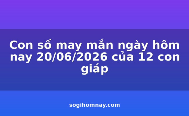 Con số may mắn ngày hôm nay 20/06/2026 của 12 con giáp