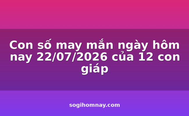 Con số may mắn ngày hôm nay 22/07/2026 của 12 con giáp
