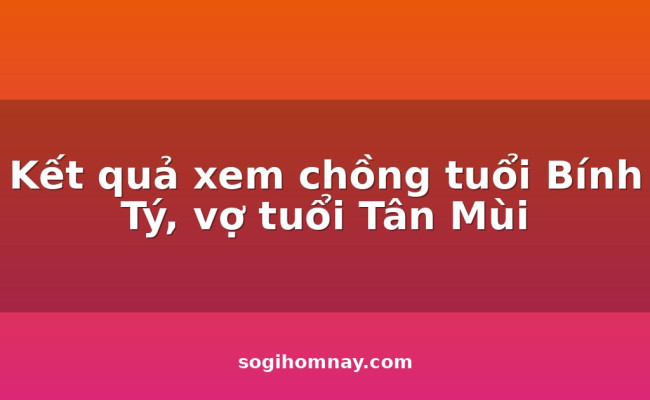 Kết quả xem chồng tuổi 
                            Bính Tý, vợ tuổi 
                            Tân Mùi